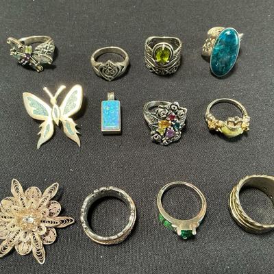 Sterling Silver Pendants And Rings 