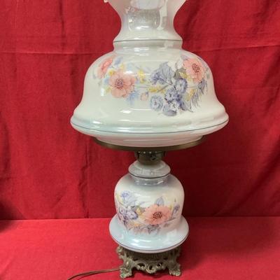 Vintage Floral Painted Hurricane Lamp 25"h