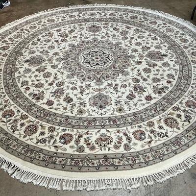 8’9” Round Center Medallion Rug Wool Blend 