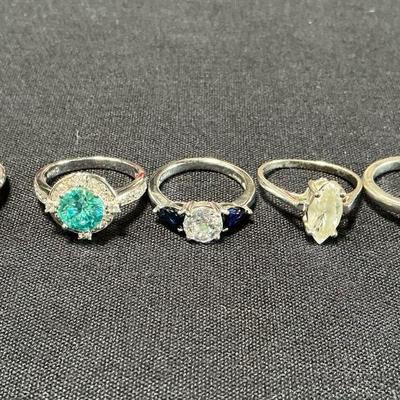 7 Sterling Silver Rings Size 7+