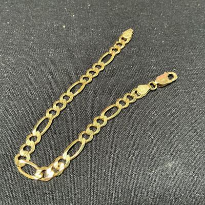 10kt Gold 7” Figaro Link Bracelet 