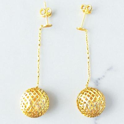 14k Gold Dangle Ball Earrings (2.08 Grams)