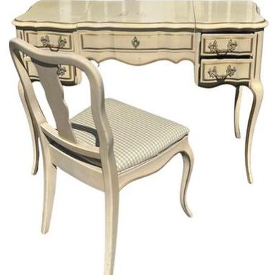 French Provincial Vanity And Chair - Off-white