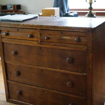 19th century bureau. pegged constuction. needs work to the finish. pretty patina. 