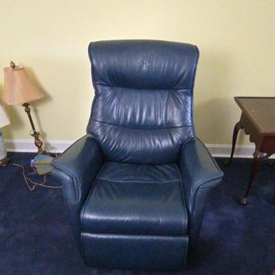Blue Leather Electric Rocker Recliner