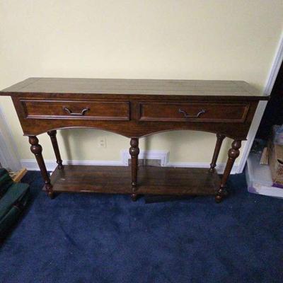 Lovely Dark Solid Wood Console Table
