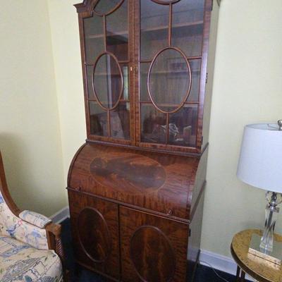 Antique Carved Inlaid Secretary 