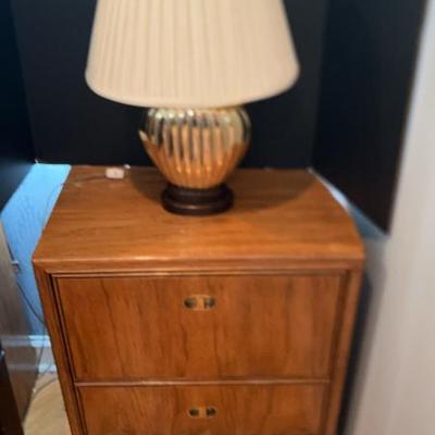 Sale Photo Thumbnail #1: 2 Drexel nightands with brass lamps