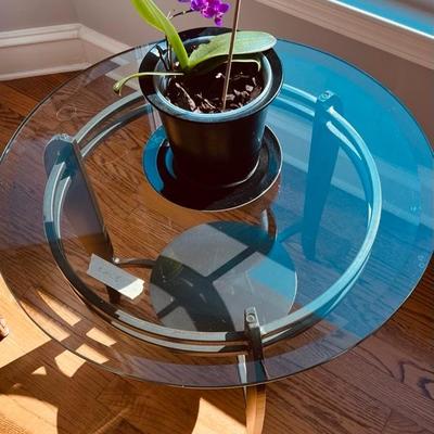 Sale Photo Thumbnail #30: Glass & iron coffee/side tables - 2
