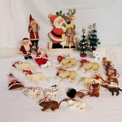 Vintage Santas, Reindeer and Ornaments 