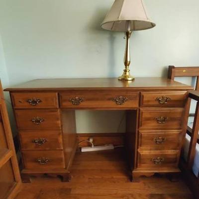 Moosehead Furniture Desk And Brass Lamp