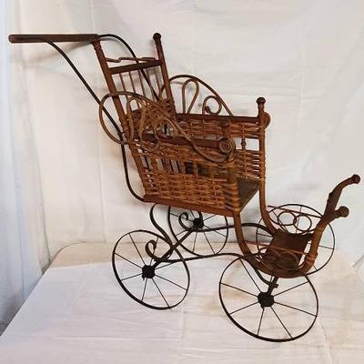 Antique Wicker Doll Pram