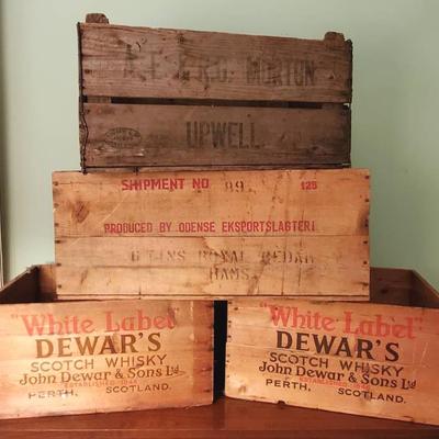 (4) Vintage Wooden Shipping Crates