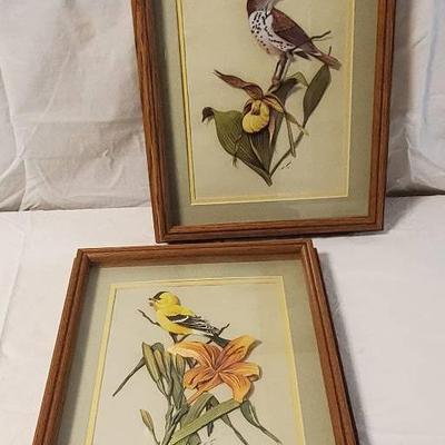 Pair Of Vintage Art Lamay 3D Paper Bird Prints