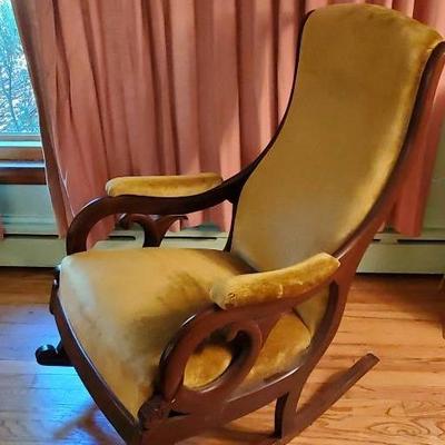 Antique Victorian Carved Wood Rocking Chair 