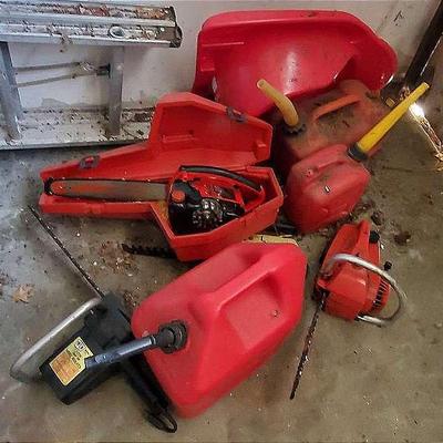 DIY Lot of Chain Saws, Gas Containers, Hedge Trimmers