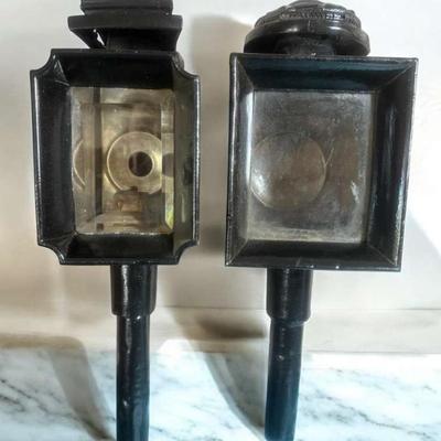 Antique oil carriage lights by northern steel hardware, glasgow