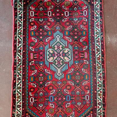 Vintage persian cotton and wool rug