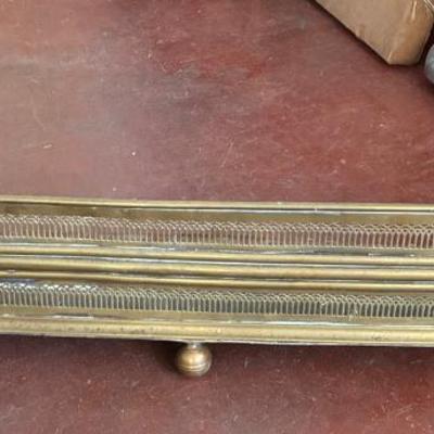 Victorian brass fireplace fender