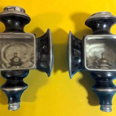 C cowles & co antique buggy coach oil lamps