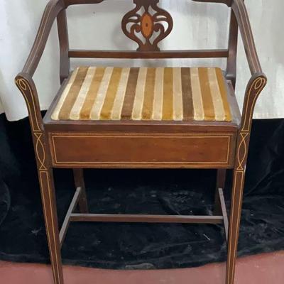 Edwardian inlaid mahogany cello chair