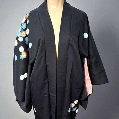 Floral silk short kimono or haori
