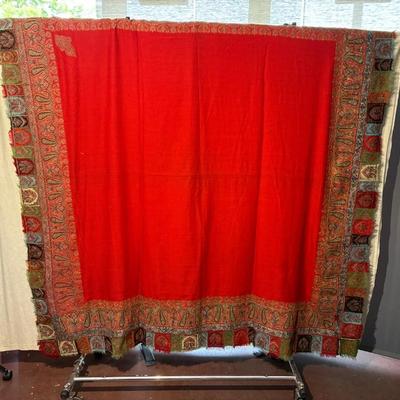 Antique kashmir hand made wool embroidered shawl