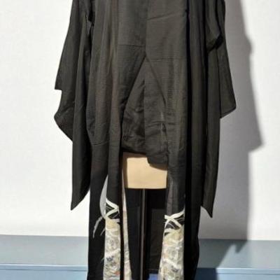 Sheer silk kimono with peony motif
