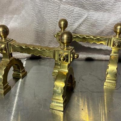 Vintage brass fireplace andirons