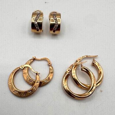 14k Gold Earrings (3 Pairs)