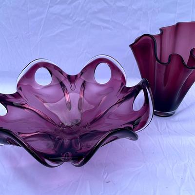 Pair Of Purple Table Vases