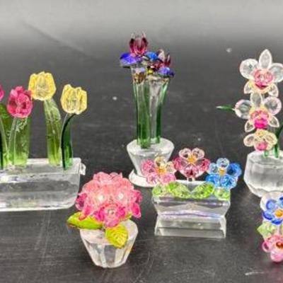 Crystal World Flower Figurine Collection – 6 Pieces