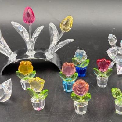 Collection of Swarovski Crystal Figurines & Flowers