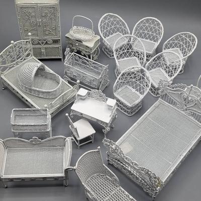 Metal Wicker Dollhouse Furniture 