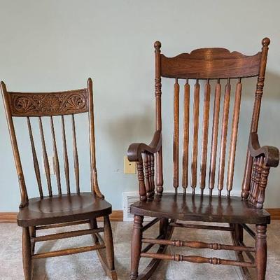 Spindle Back Rocking Chair and Sewing Rocker