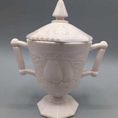 Jeannette Pink Milk Glass Sugar Bowl
