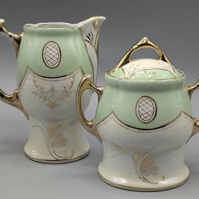Art Deco Porcelain Sugar and Creamer Set
