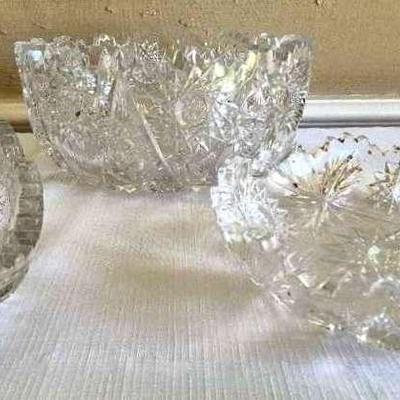 3 Cut Crystal Scalloped Dishes