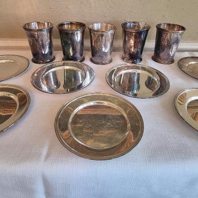 Patrick Henry Mint Julep Cups, International Silver Co Cup, And Silver On Copper Plates