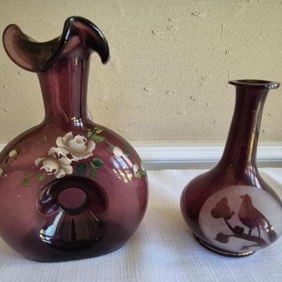 Vintage Amethyst Glass Vases 