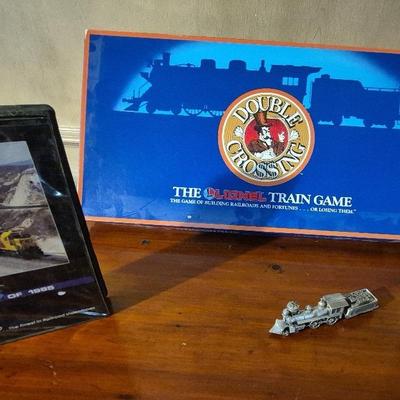 Double Crossing Game , Vintage Cast Metal Train & 1985 Railroad VCR Tape 