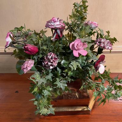 Vintage Vase With Glass Flowers 