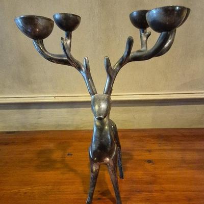 Silver Plated & Vrass Reindeer Candelabra 