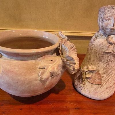 Vintage Terra Cotta Bowl And Vase 