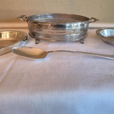 Silverplate Serving Dishes And Serving Spoon