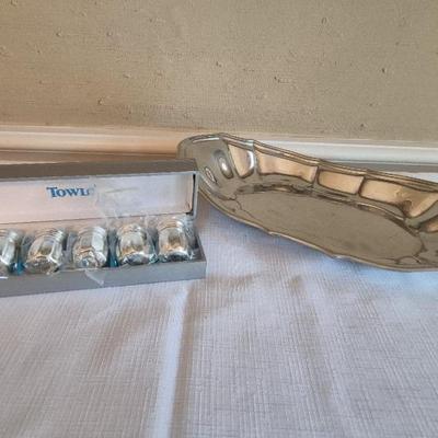 Towle Salt N Pepper Shakers And Pewter Serving Dish
