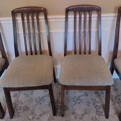 Brown And Green Wooden Dining Room. Chairs  (4)