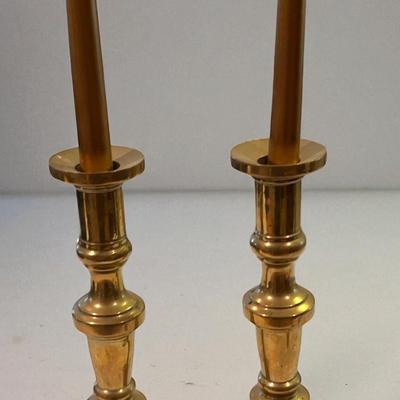 Heavy Brass Candlesticks With Candles (2) 