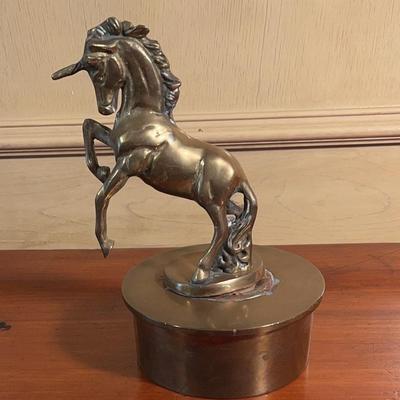 Vintage Solid Brass Unicorn Figurine 