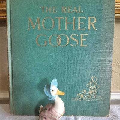 The Real Mother Goose Book And Beatrix Potter's Jemtma Puddleduck Figurine 